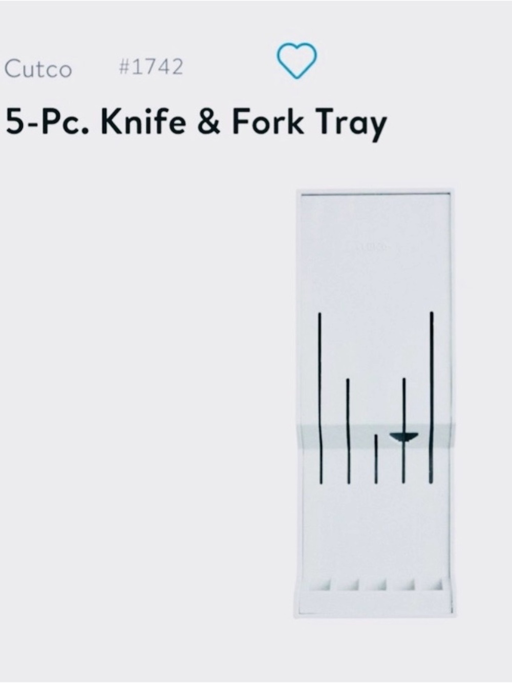 Cutco Gray/white 5-Piece Knife & Fork Tray Organizer